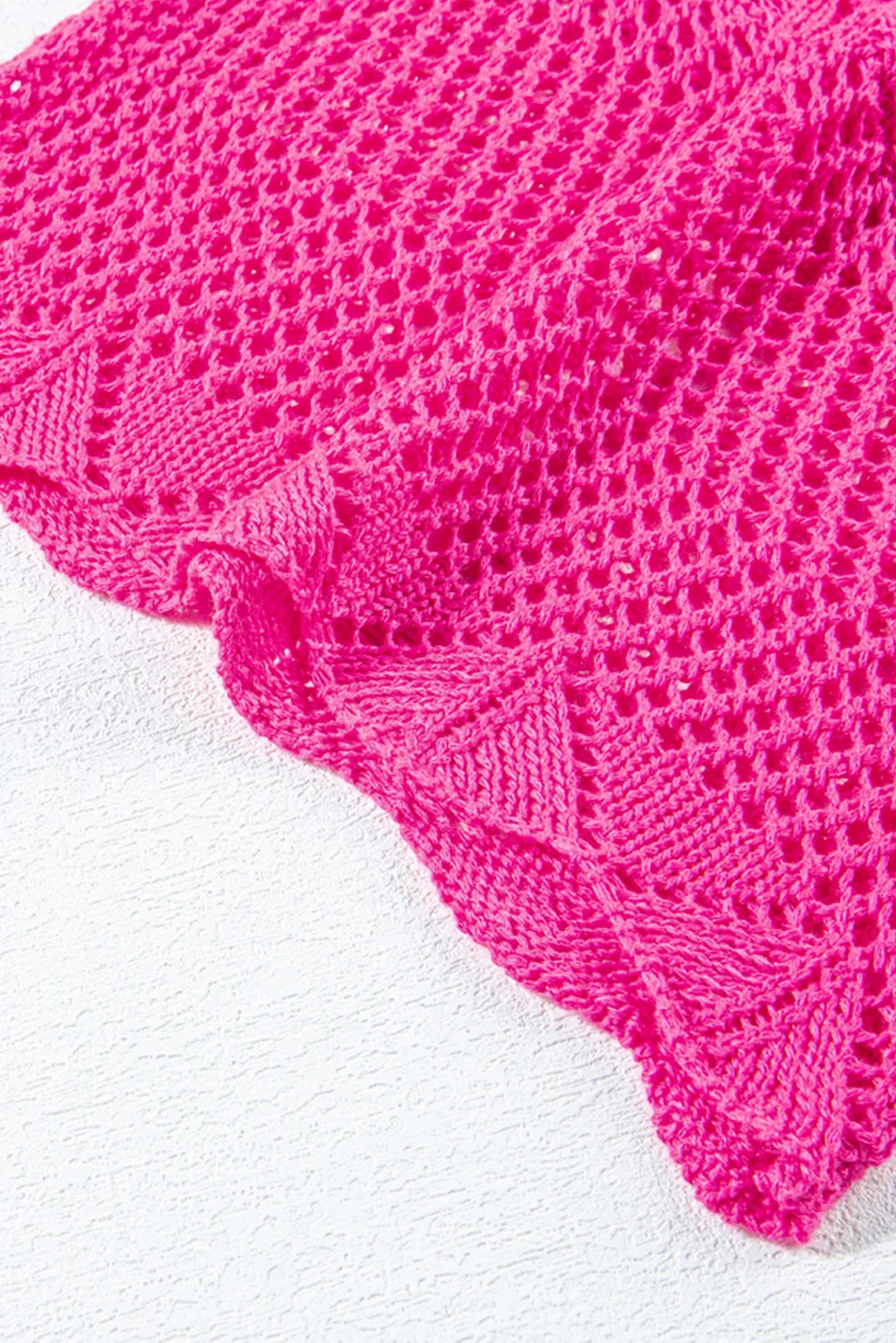 Pink Knit Scallop Edge Top