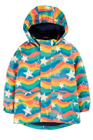Puddlebuster Coat- Frugi -Wavy Rainbow Stars- Lined Waterproof Kids Coat (Puddle Buster Coat)