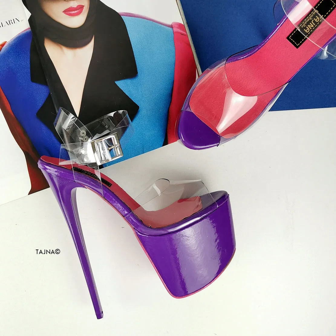 Purple Gloss Transparent Strap Sandals
