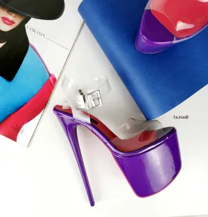 Purple Gloss Transparent Strap Sandals