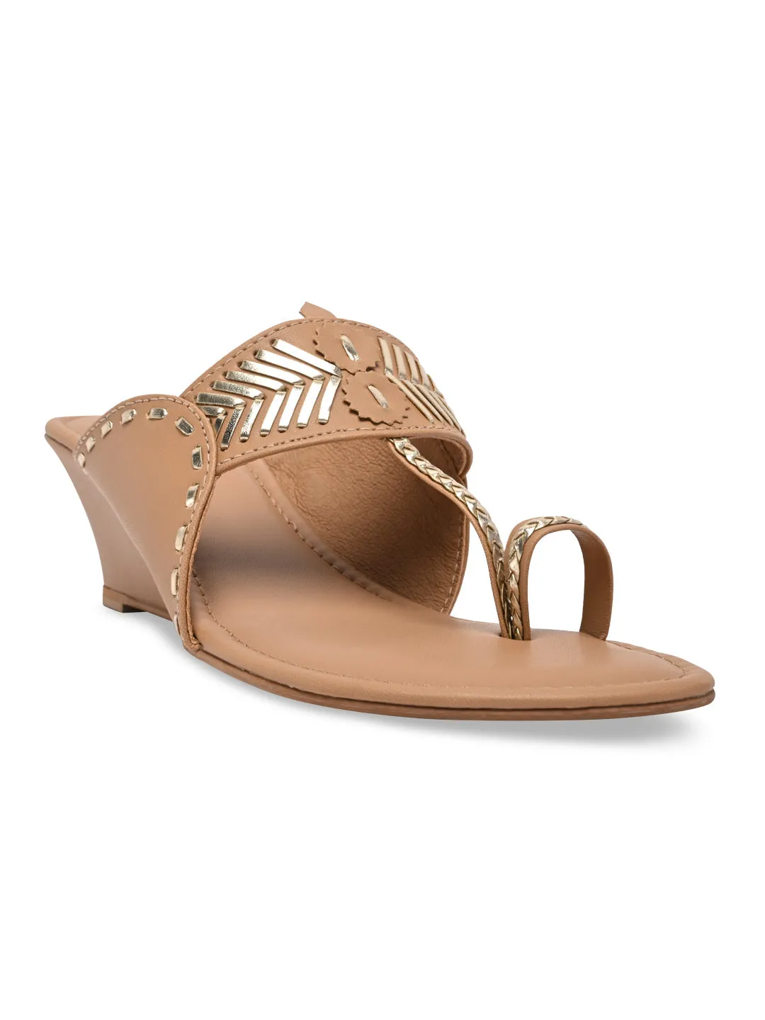 Rocia By Regal Beige Women Kolhapuri Wedges