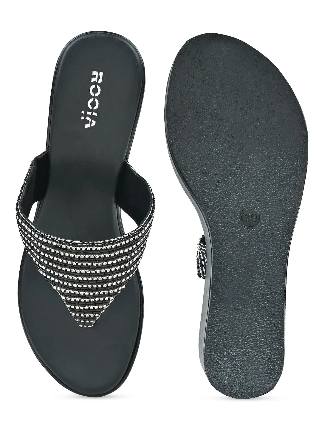 Rocia By Regal Black Women Diamond Encrusted High Platform