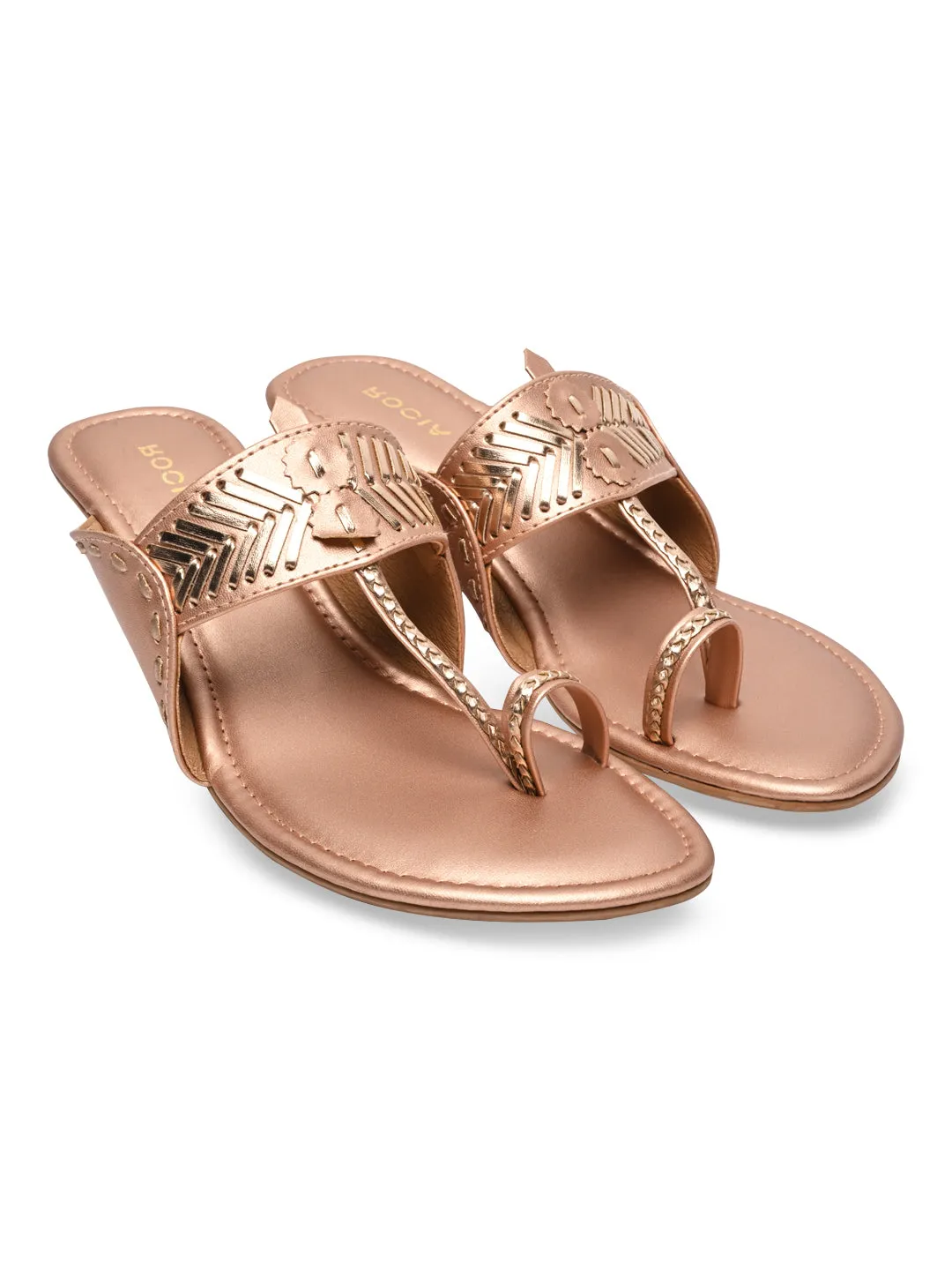 Rocia By Regal Rose Gold Women Kolhapuri Wedges