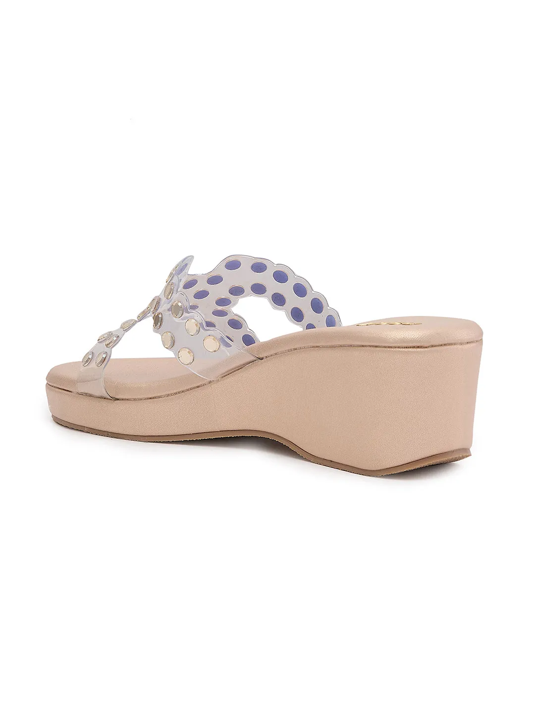 Rocia By Regal Rose Gold Women Vinyl Studded Platforms