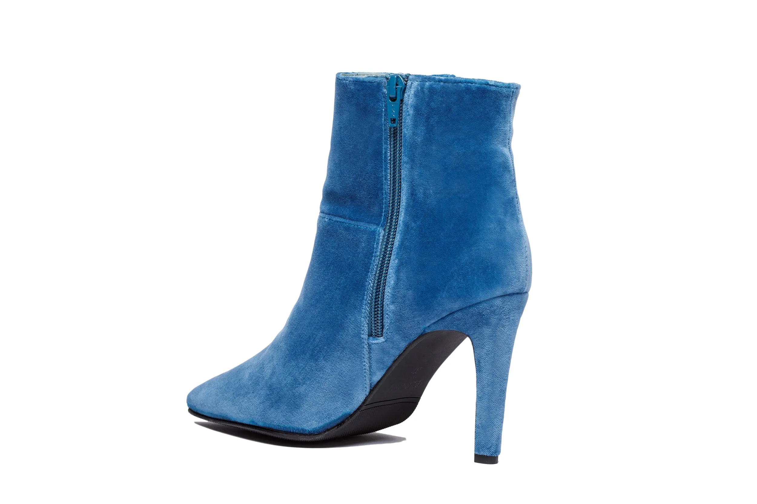 ROSE HIGH HEELS BOOTS VELVET BLUE