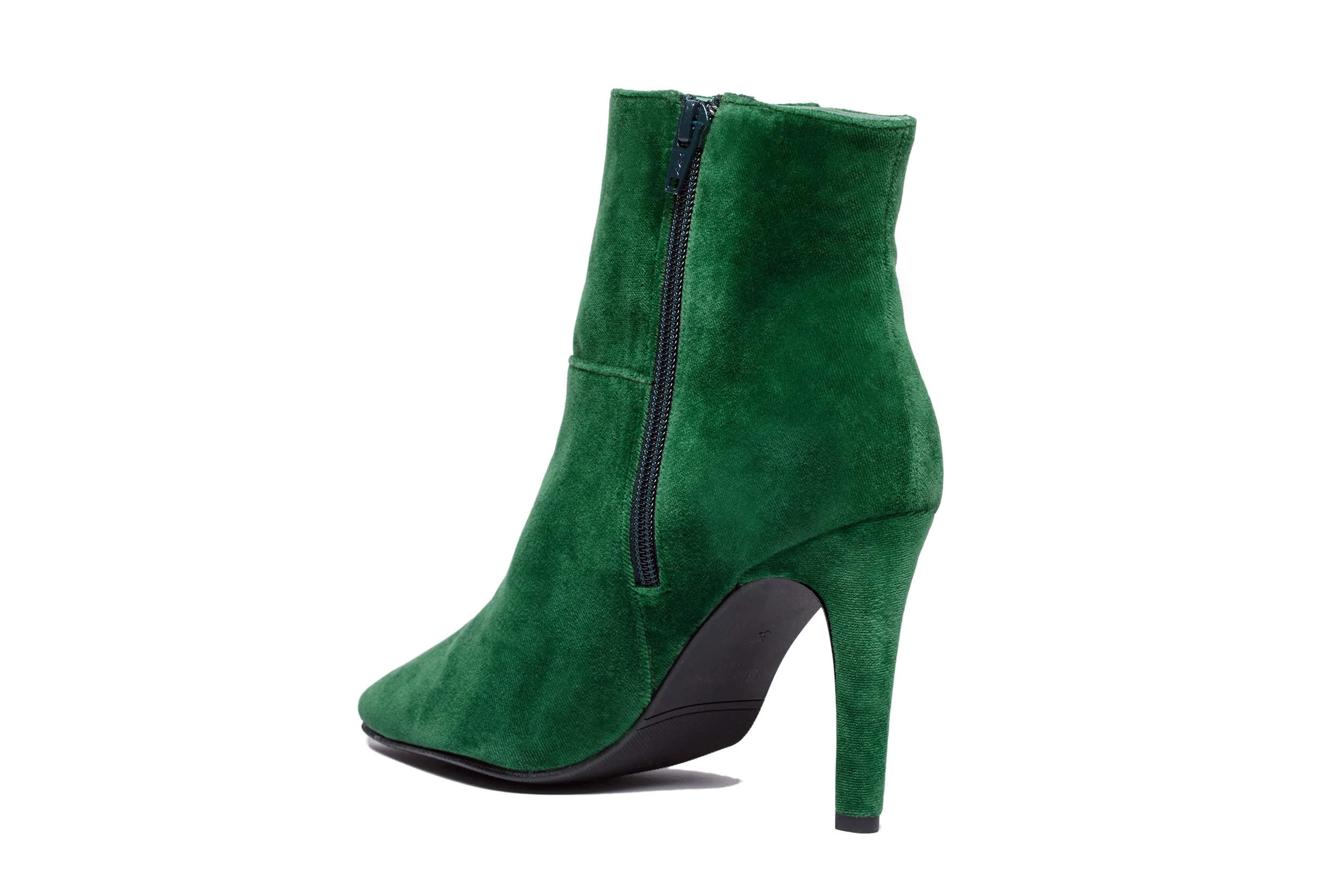 ROSE HIGH HEELS VELVET GREEN
