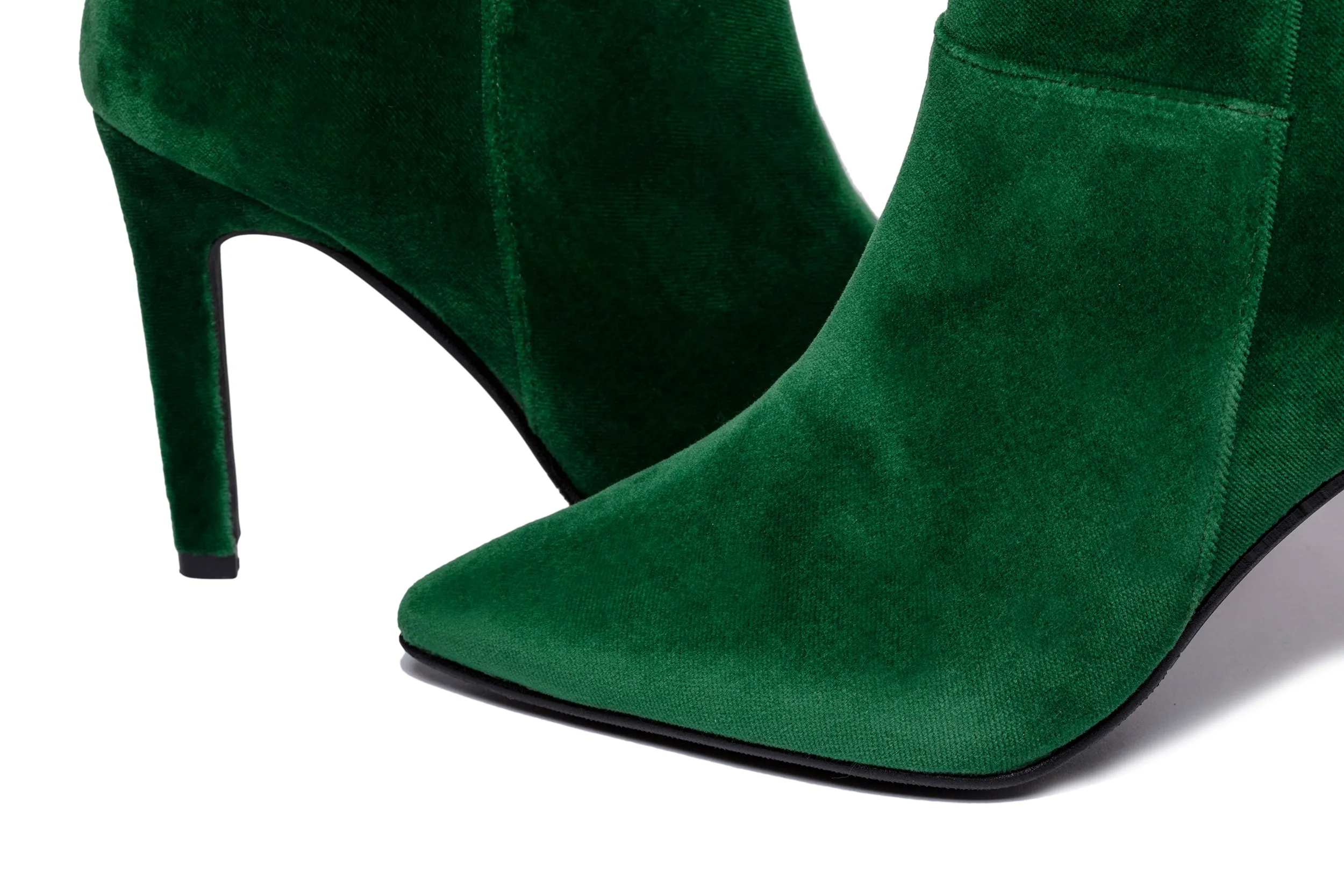 ROSE HIGH HEELS VELVET GREEN