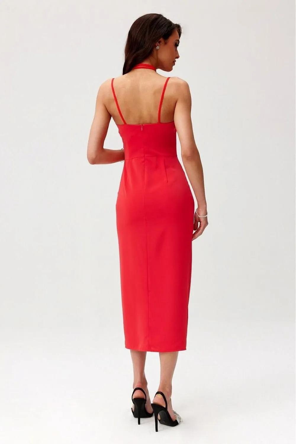 Sexy decorative rose slit cocktail dress