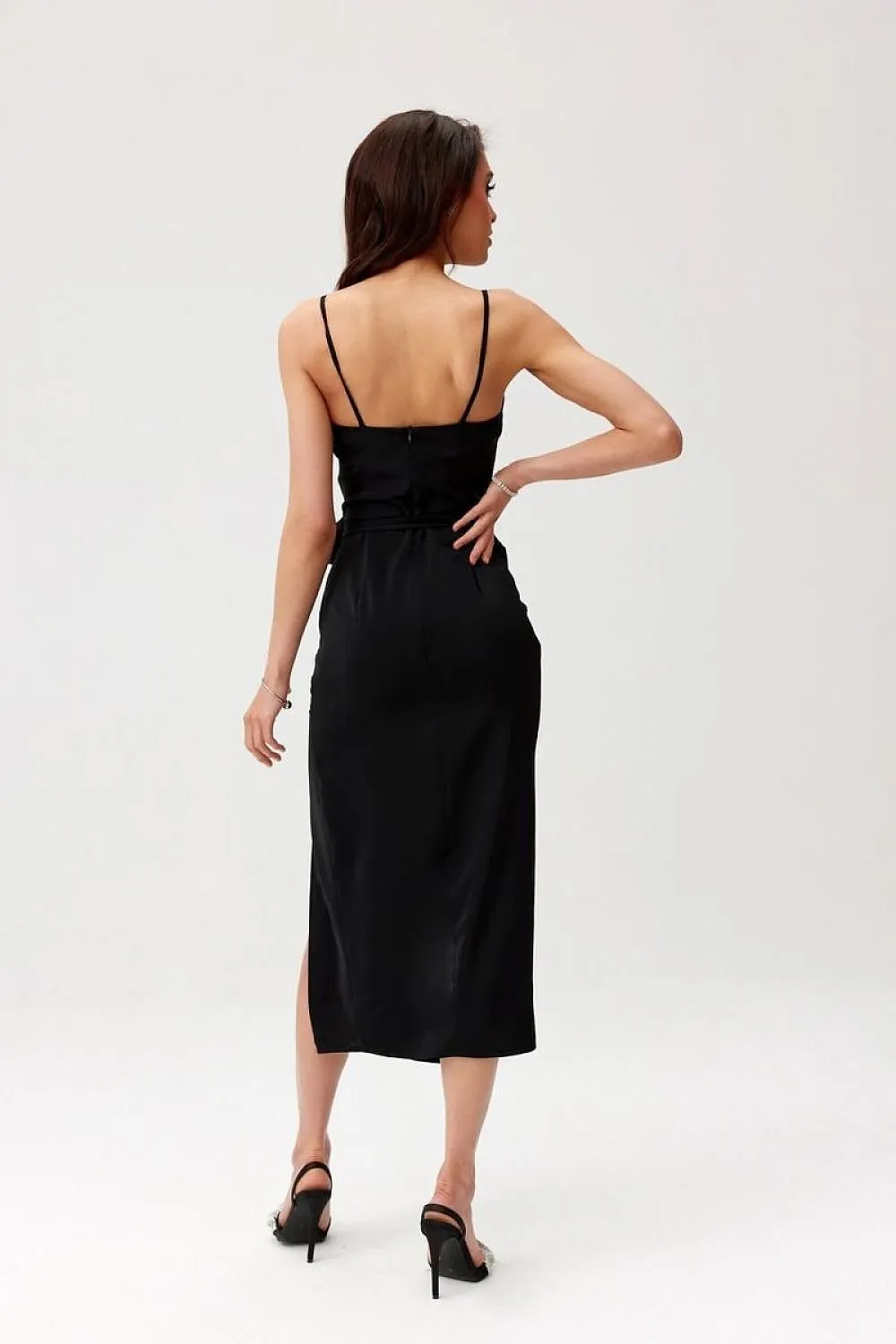 Sexy decorative rose slit cocktail dress