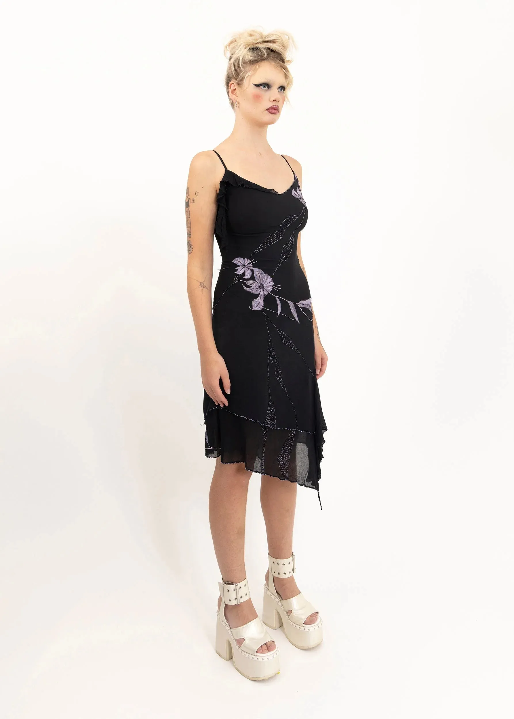 Silk beaded asymmetric faerie style dress
