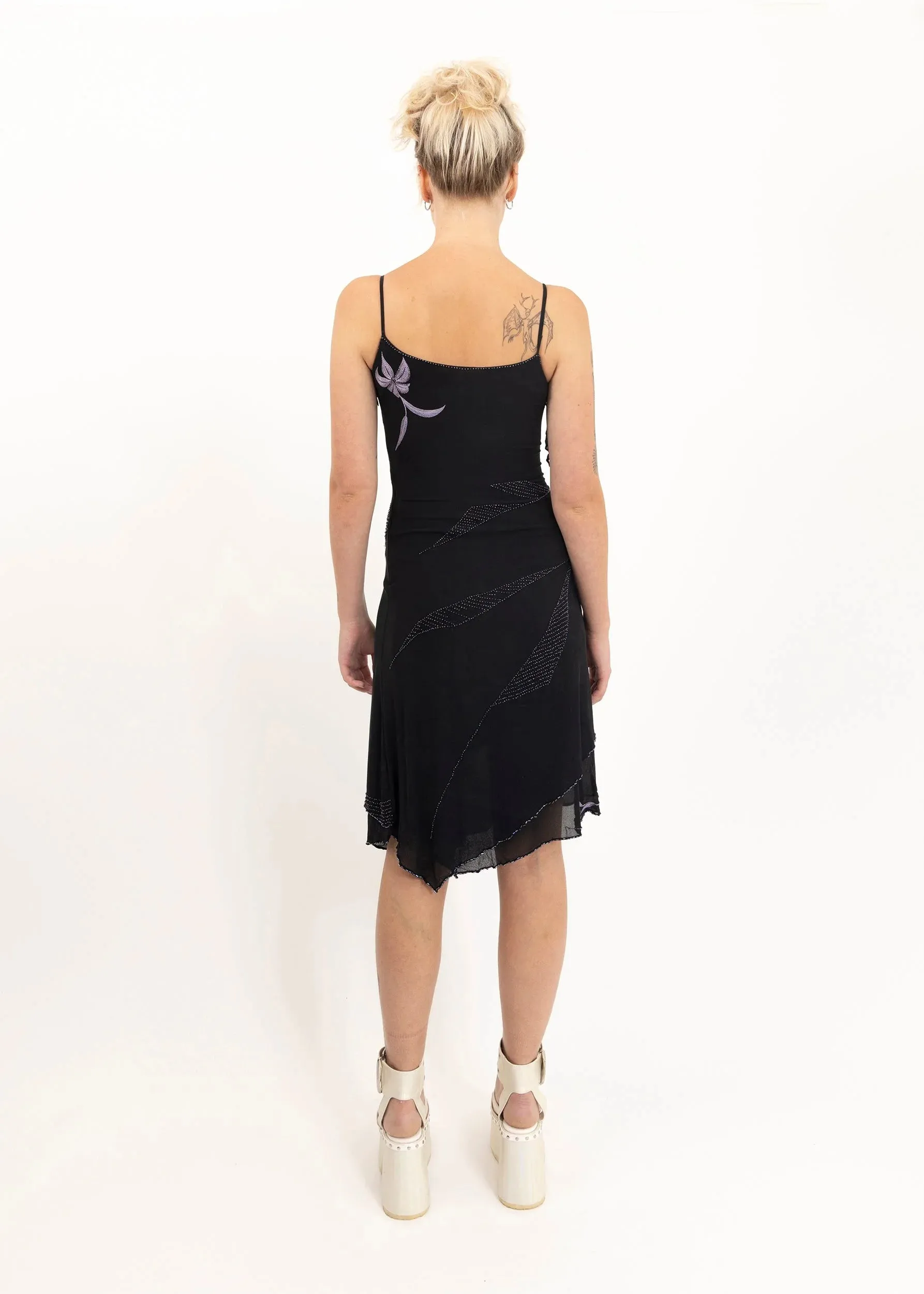 Silk beaded asymmetric faerie style dress