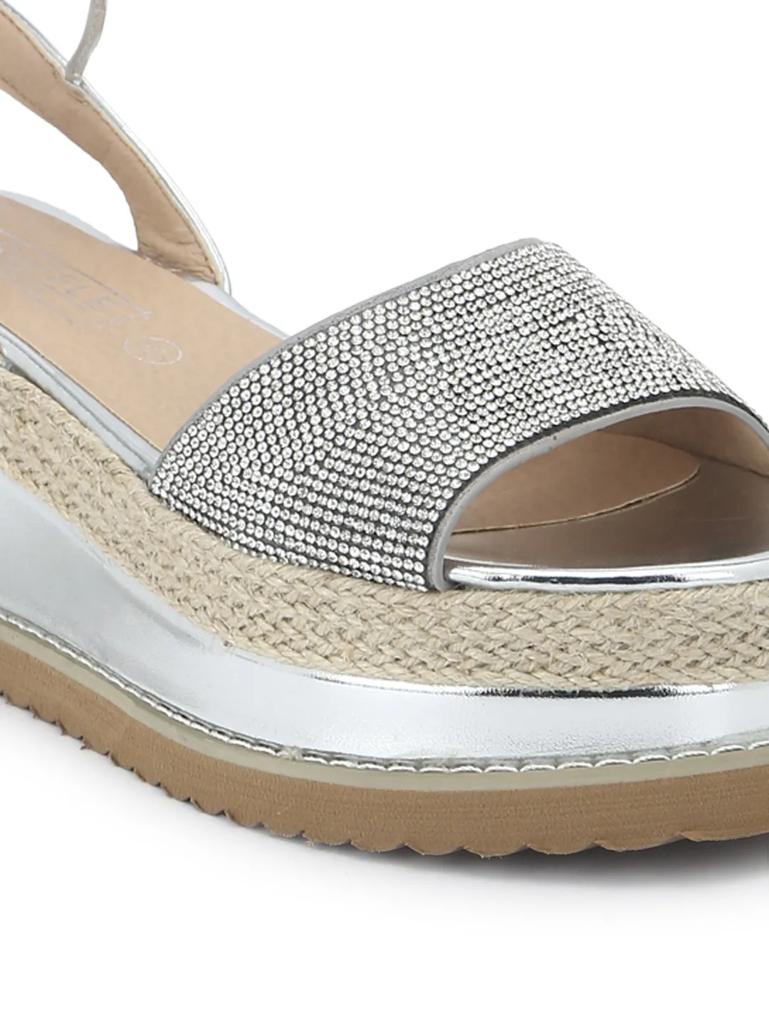 Silver Diamond Lace-Up Wedges