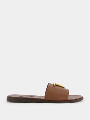 Smooth Leather Brighton Slides