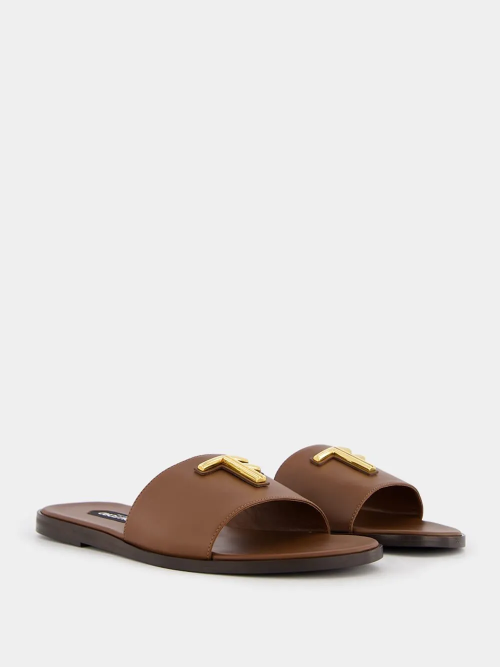 Smooth Leather Brighton Slides