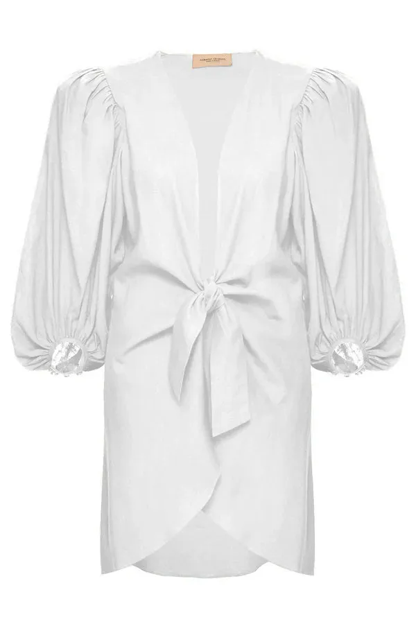 Solid Shirt with Voluminous Sleeves Off White
