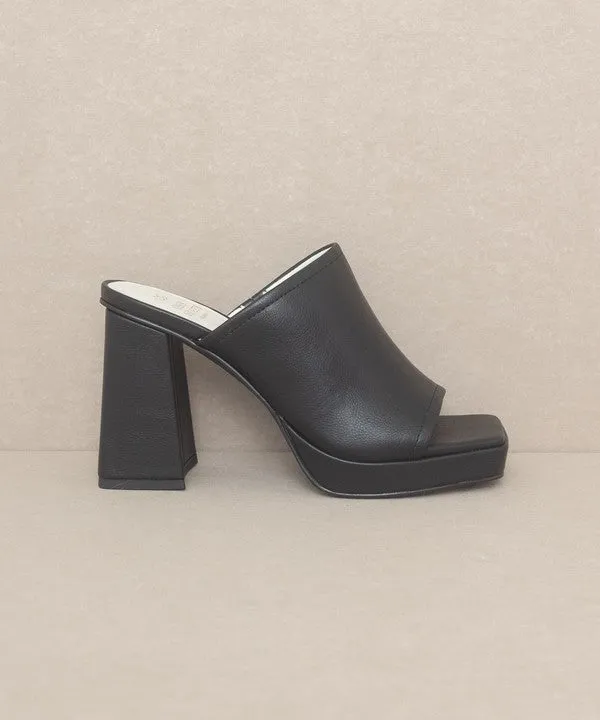 Square Toe Slide Platform Heels
