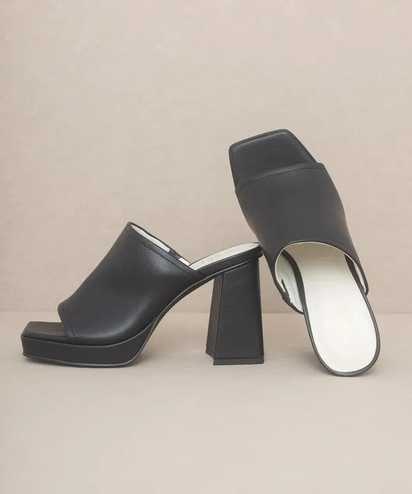 Square Toe Slide Platform Heels
