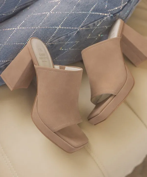 Square Toe Slide Platform Heels
