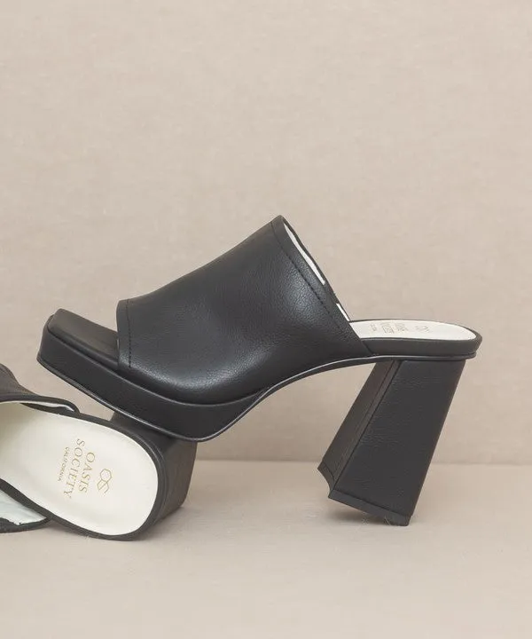 Square Toe Slide Platform Heels