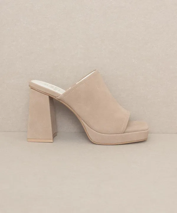 Square Toe Slide Platform Heels
