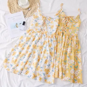 SWEET FLORAL PRINT HIGH WAIST DRESS BY50036