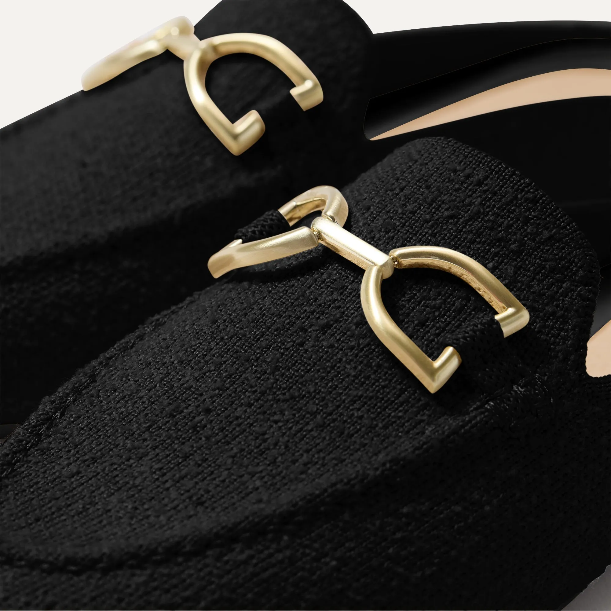 The Double Bit Loafer Mule - Black Bouclé