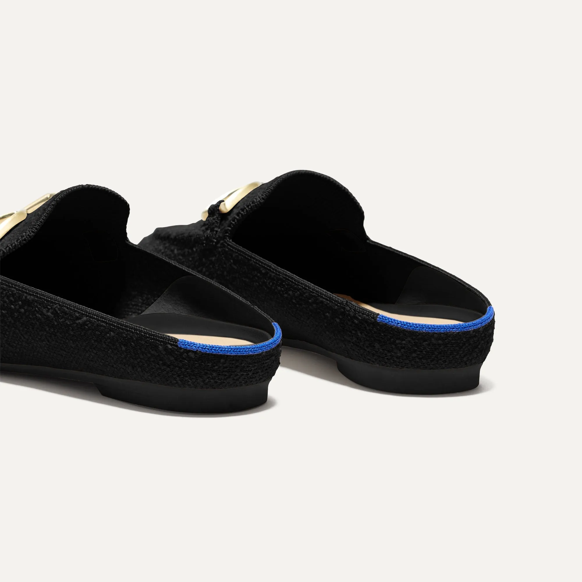 The Double Bit Loafer Mule - Black Bouclé