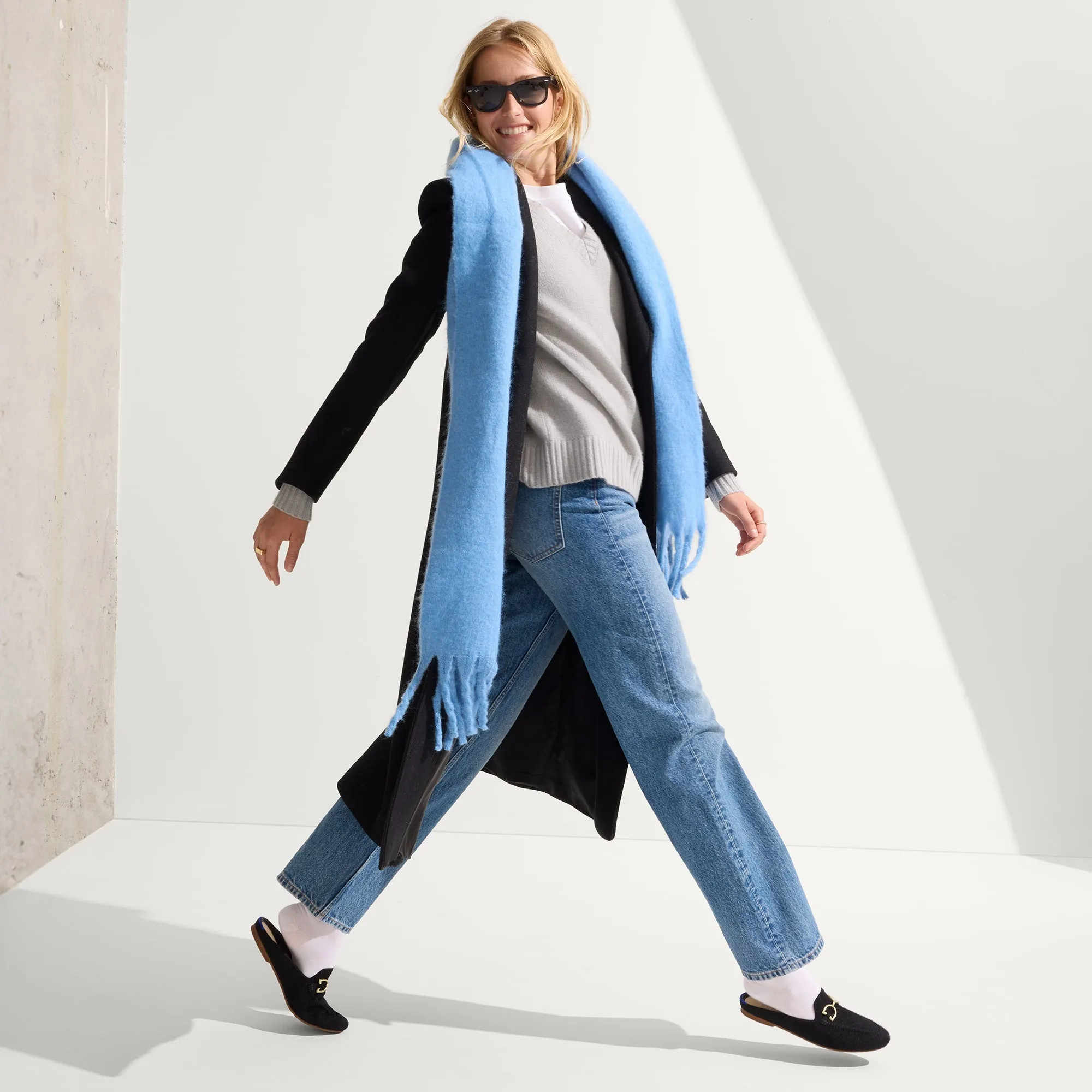 The Double Bit Loafer Mule - Black Bouclé