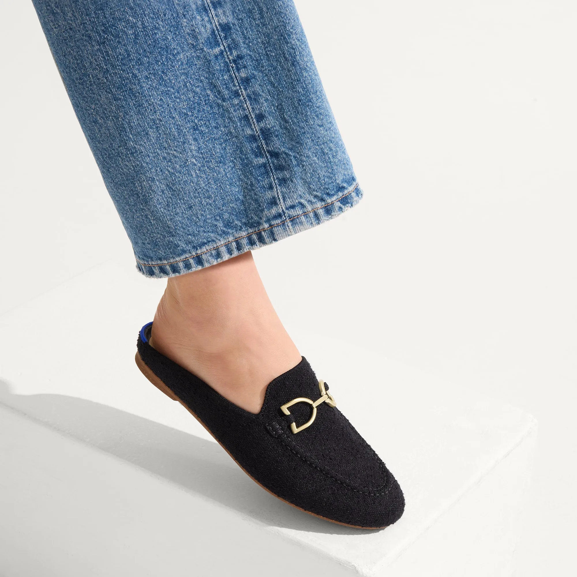 The Double Bit Loafer Mule - Black Bouclé