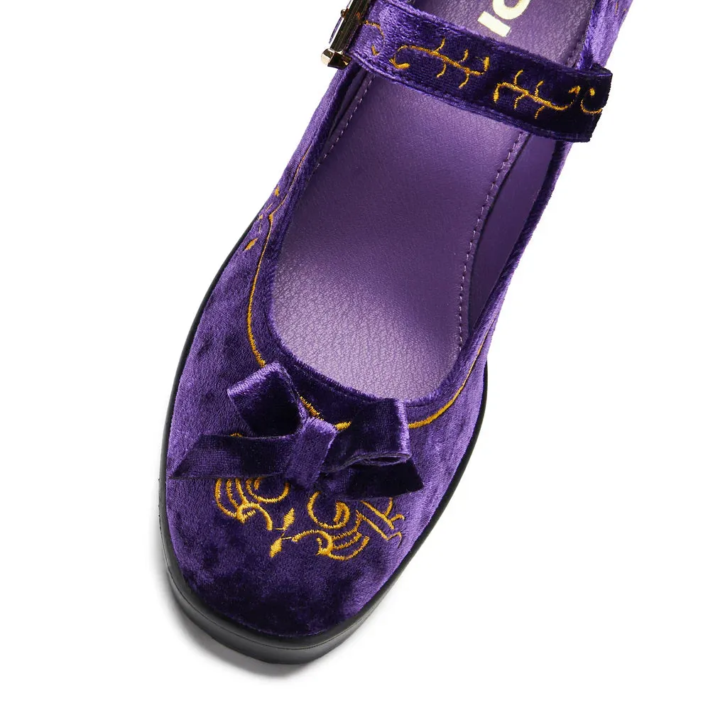 Tira Velvet Mary Janes ‘Royal Manor Edition’-Purple-Size 12-Clearance