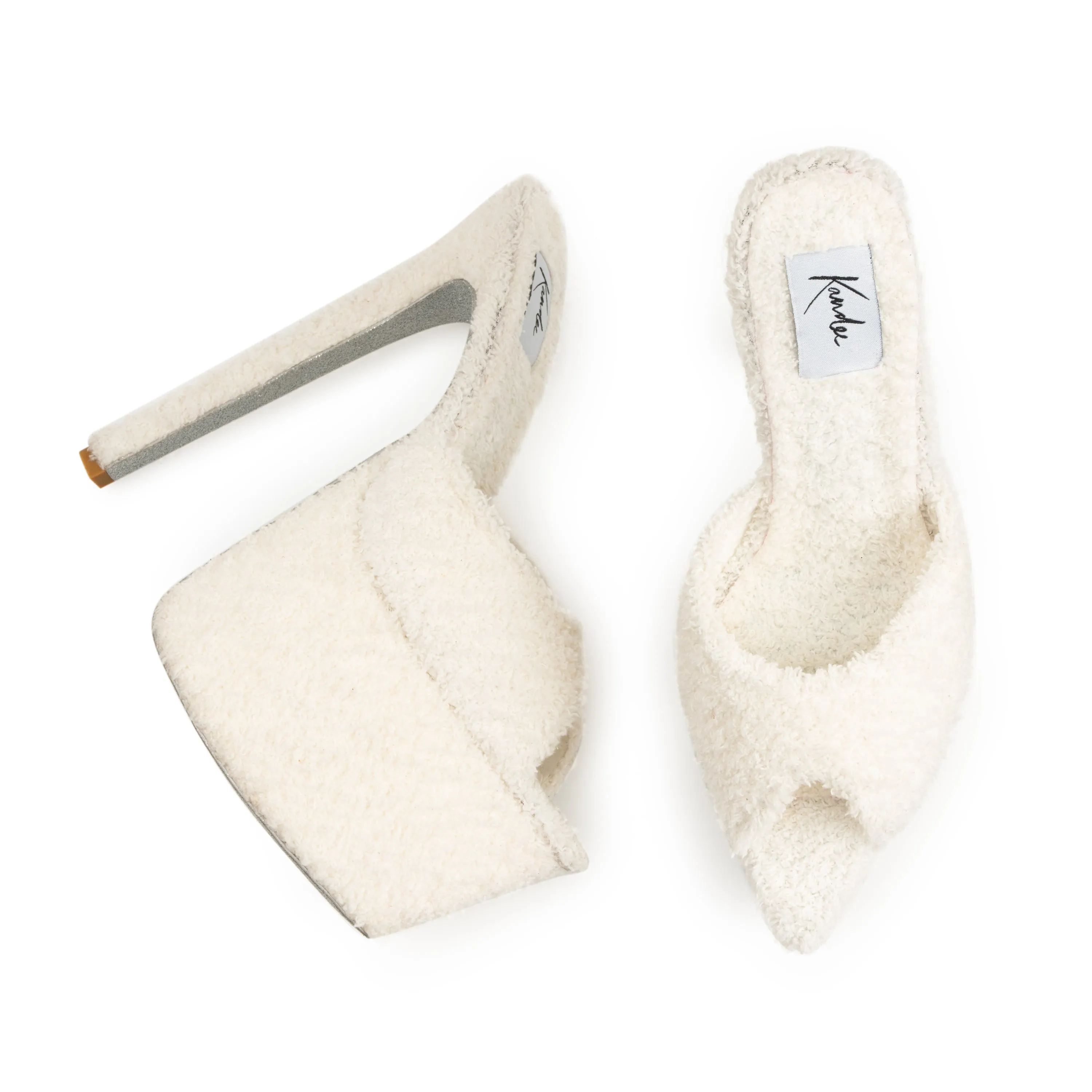 TOWELLING WHITE PLATFORM MULES