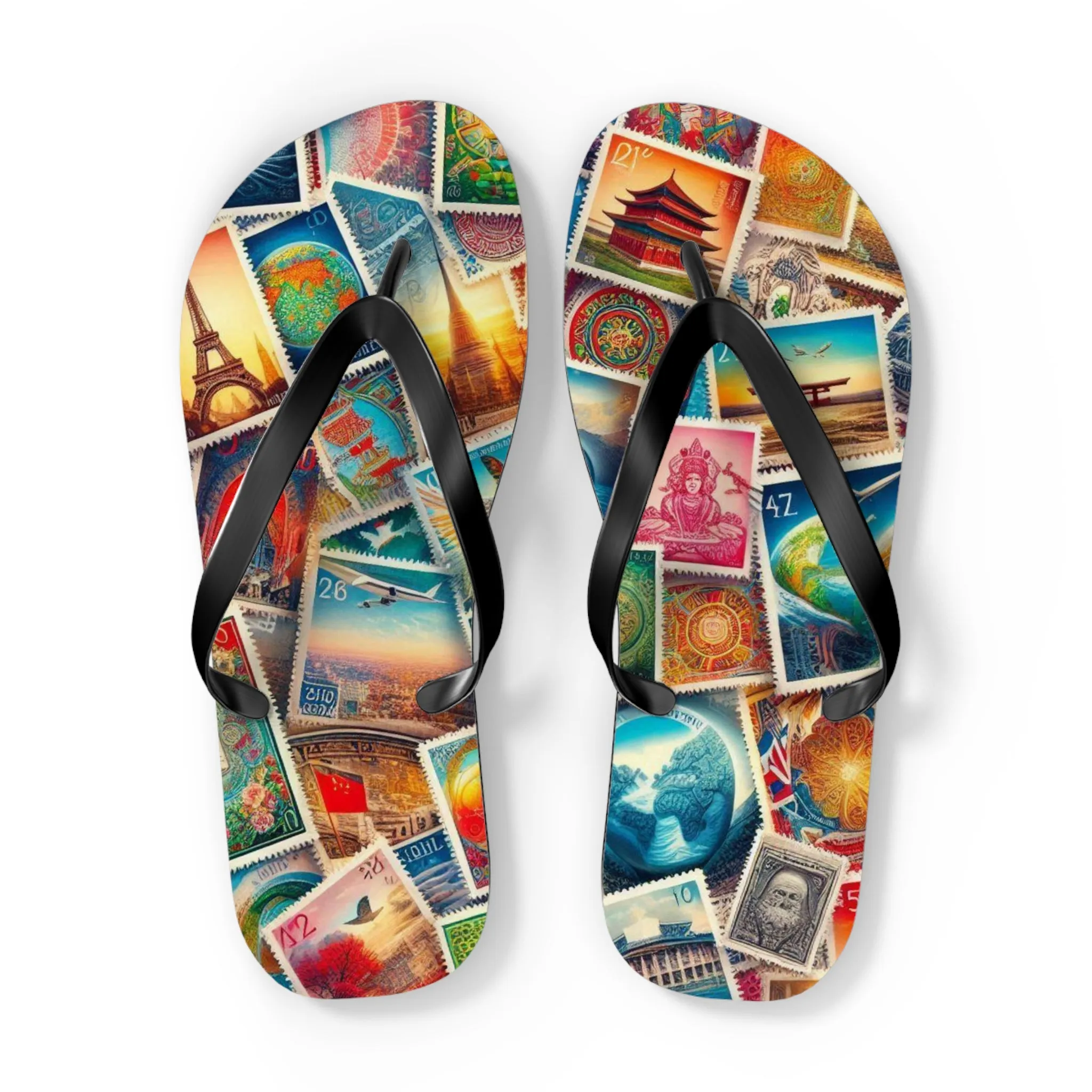 Travel-Inspired Flip Flops with Vintage Design