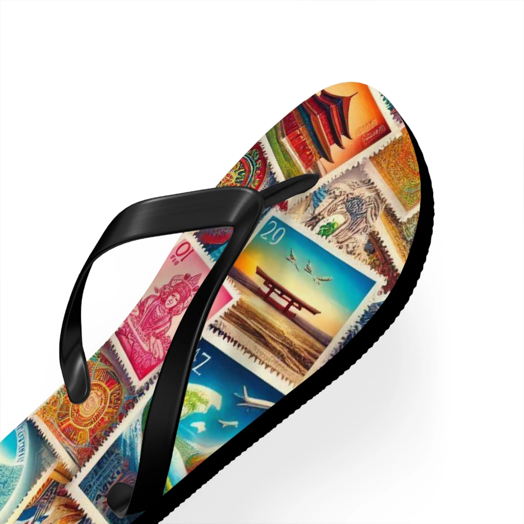 Travel-Inspired Flip Flops with Vintage Design