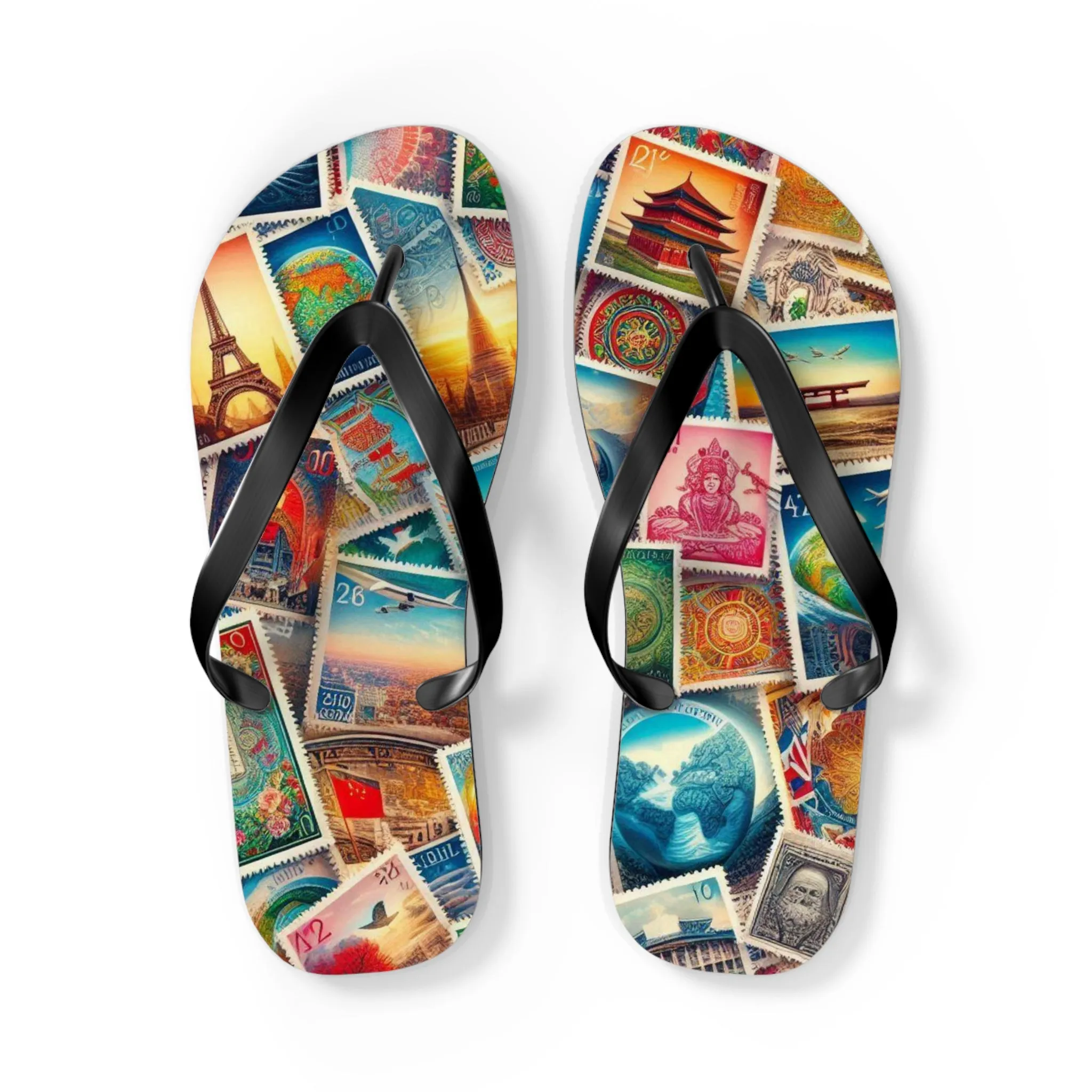 Travel-Inspired Flip Flops with Vintage Design