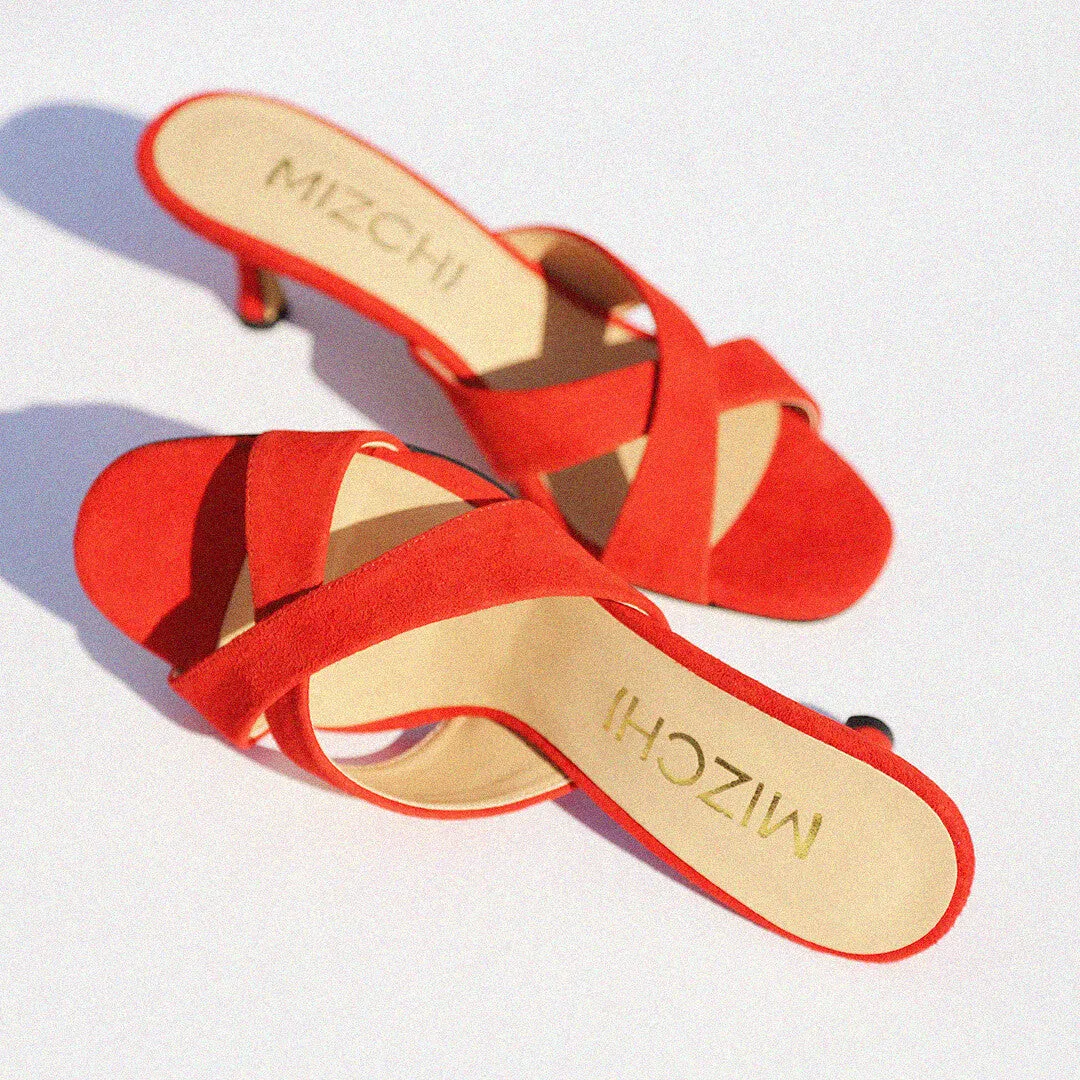 *UK size 2.5 - Anneka  - red suede, 5cm heels