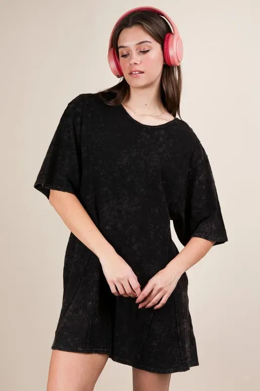 VERY J Mineral Washed Oversized Knit Comfy Romper