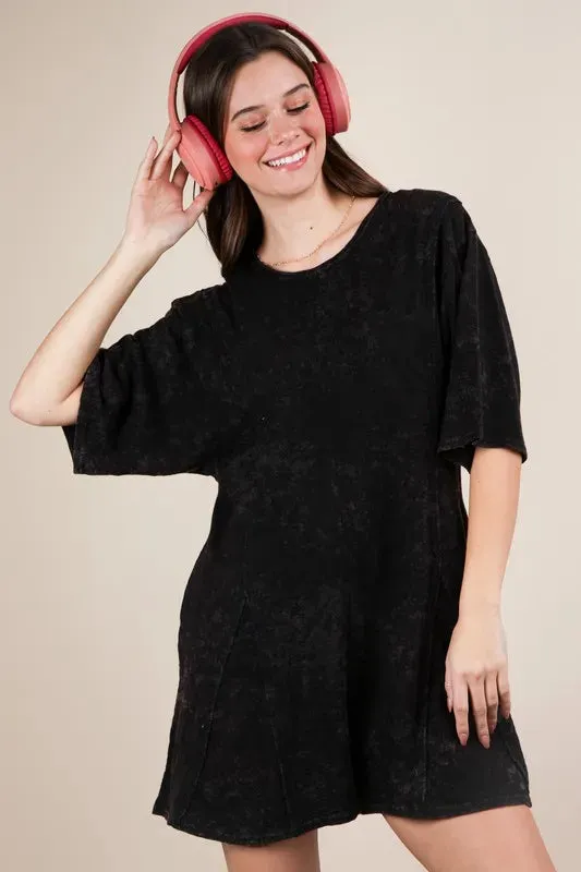 VERY J Mineral Washed Oversized Knit Comfy Romper