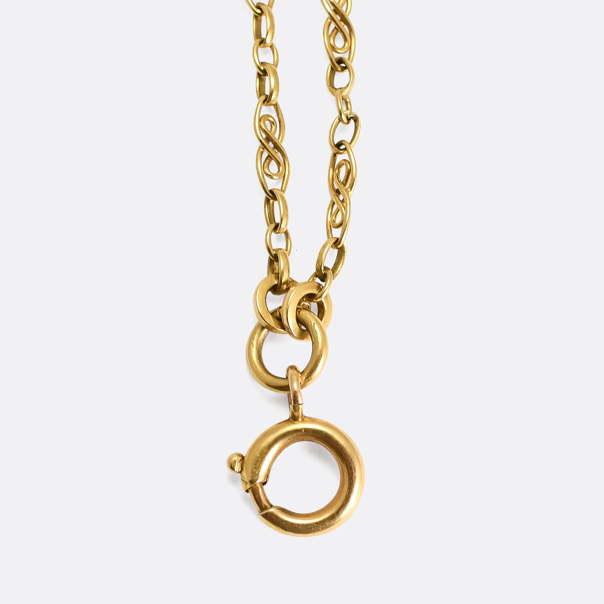 Victorian 18k Gold Fancy-Link Guard Chain, 61"