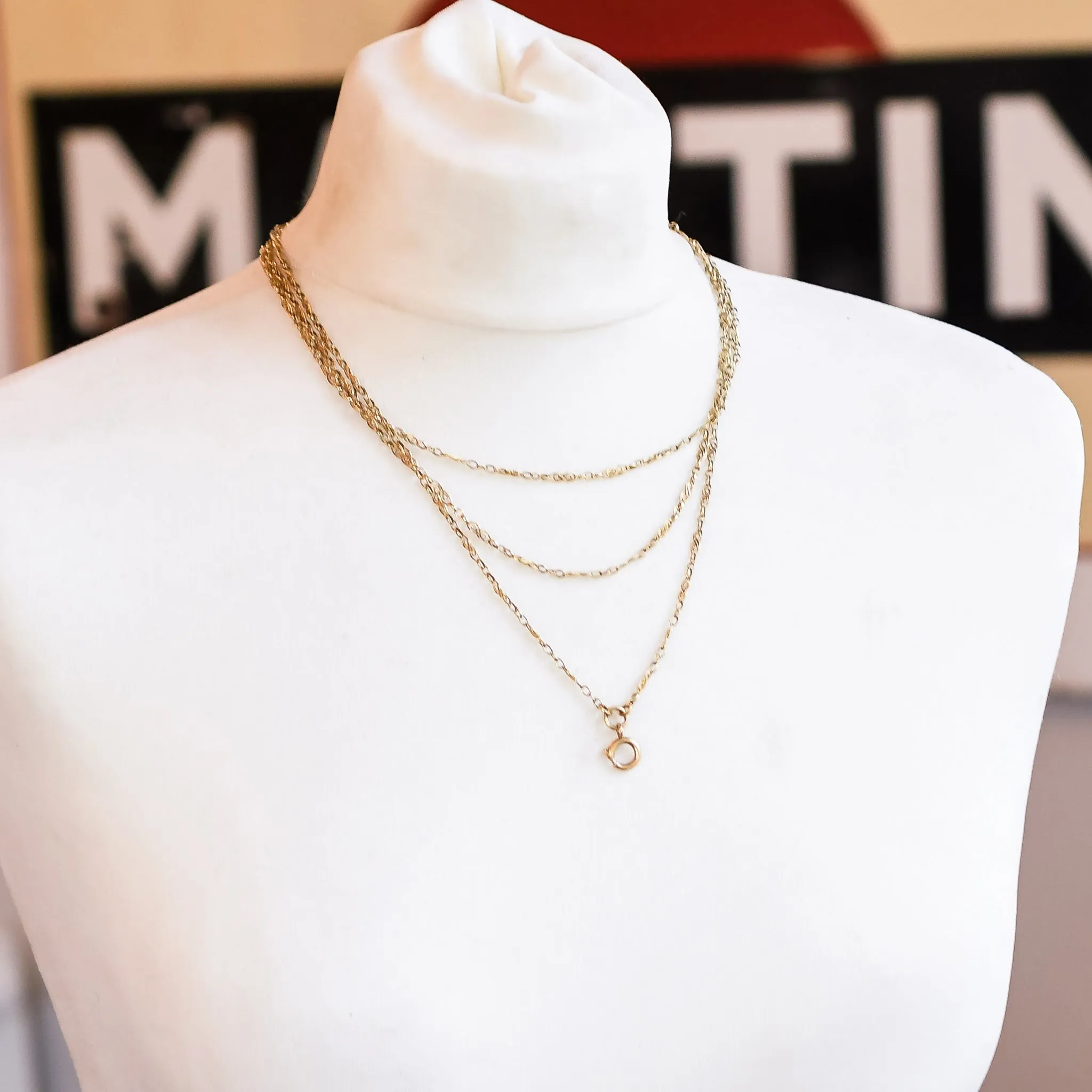 Victorian 18k Gold Fancy-Link Guard Chain, 61"