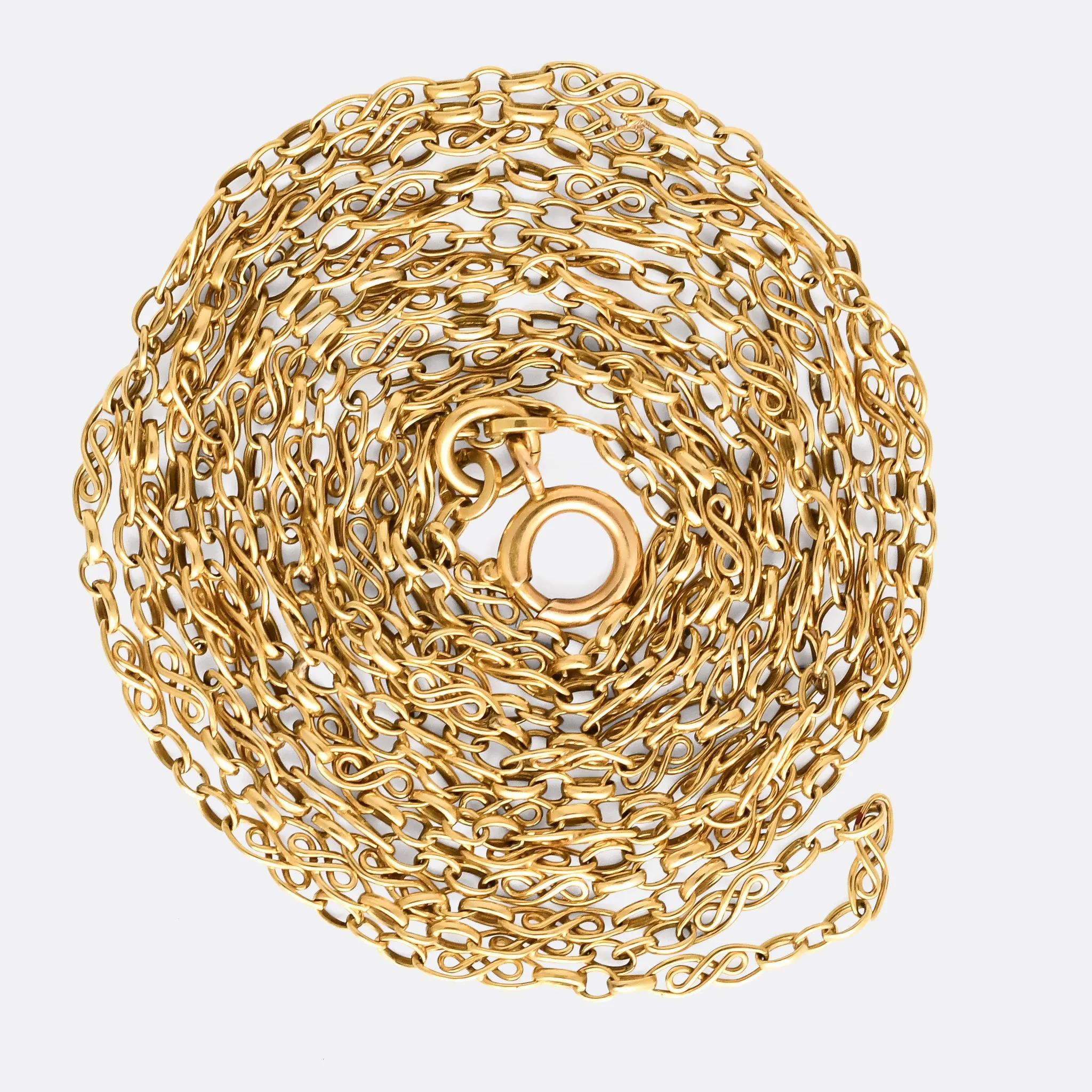 Victorian 18k Gold Fancy-Link Guard Chain, 61"