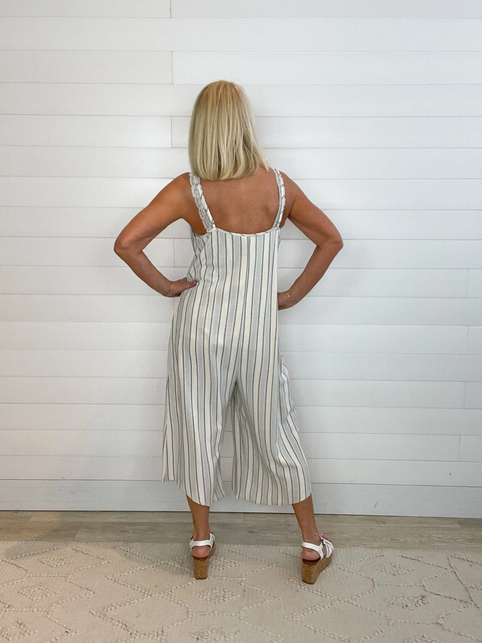 Vintage Hamptons Stripe Linen Blend Jumpsuit