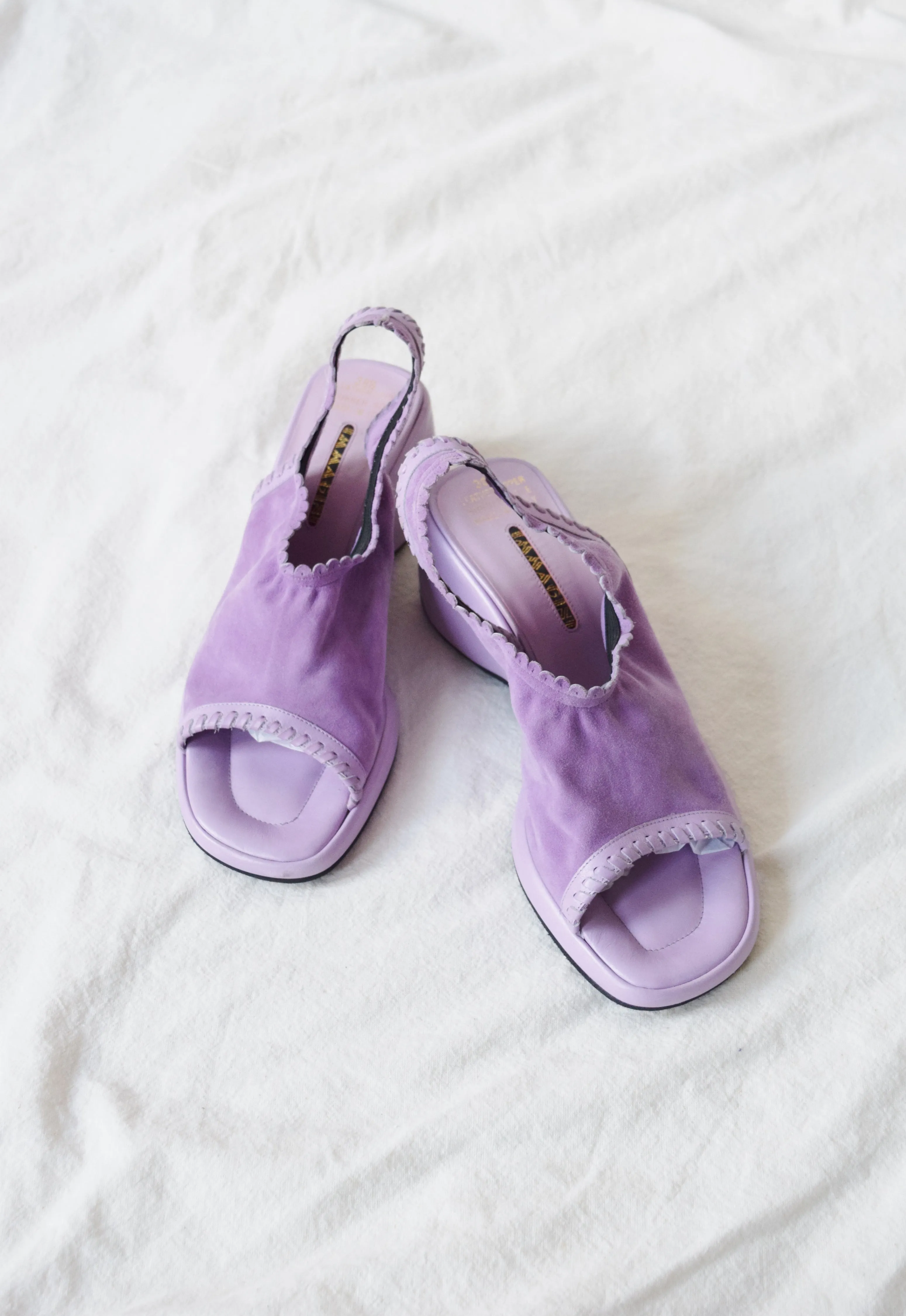 Vintage Italian Lilac Suede Sling Back Mules | US 8 | EU 38 1/2