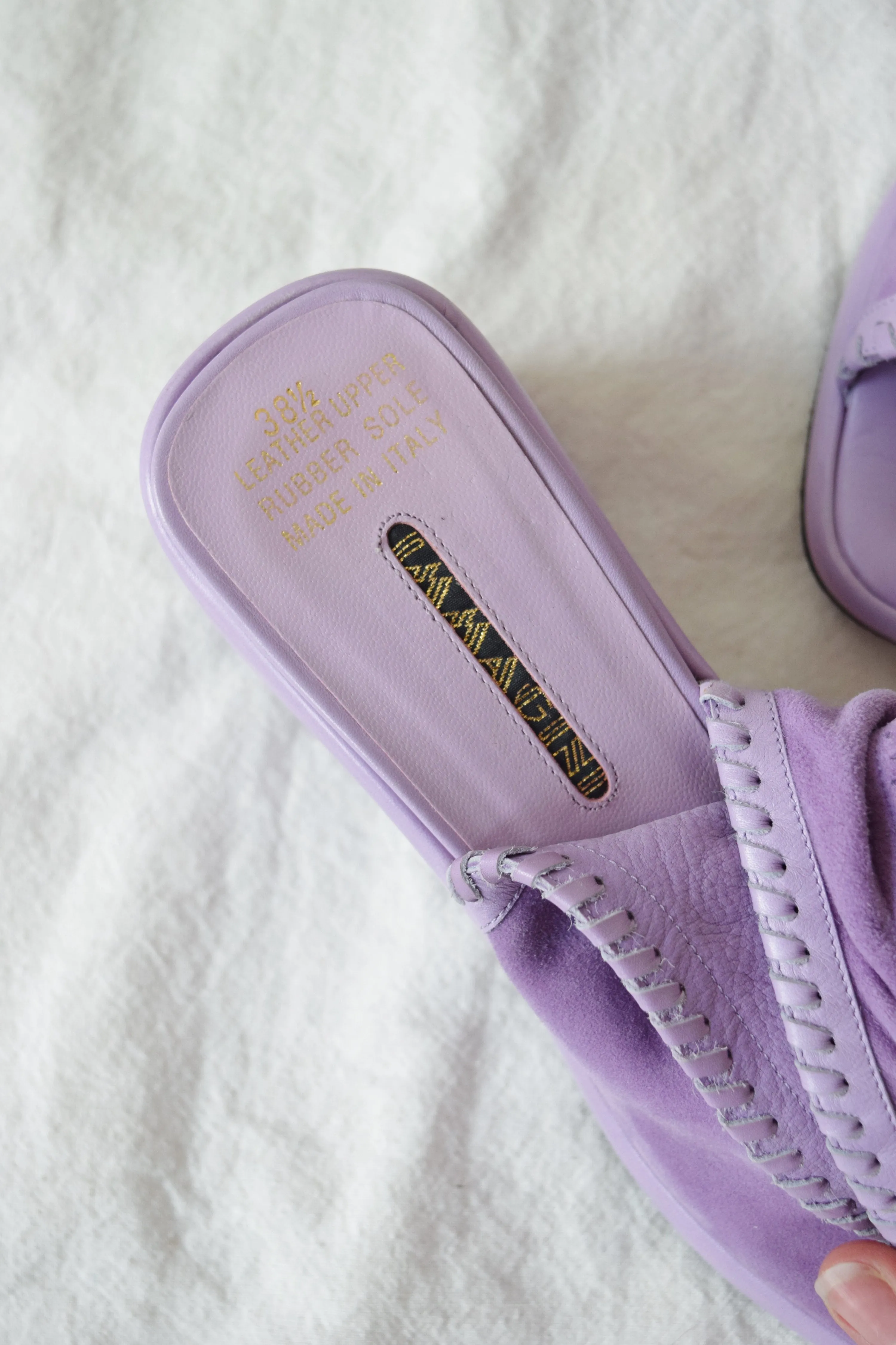 Vintage Italian Lilac Suede Sling Back Mules | US 8 | EU 38 1/2