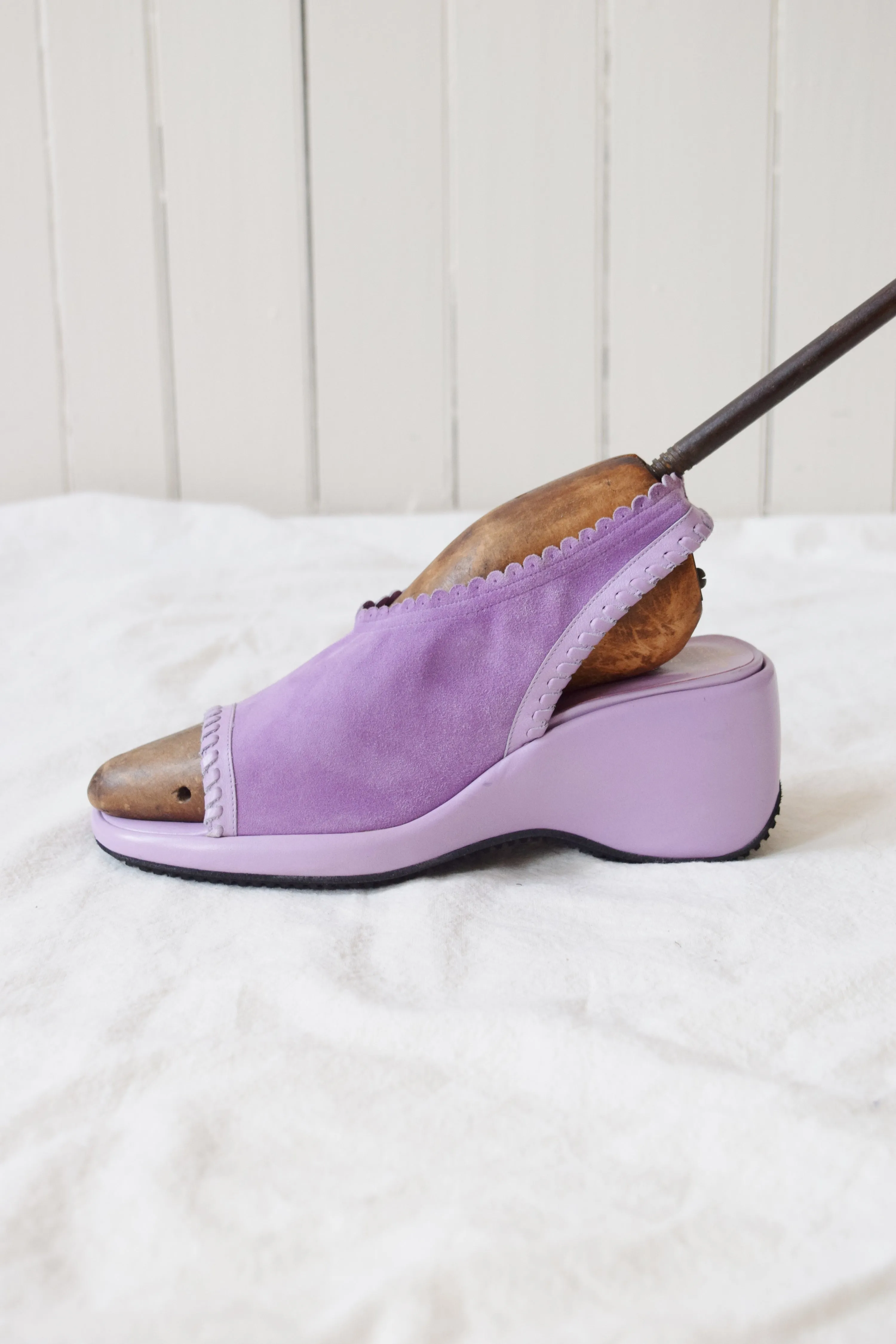 Vintage Italian Lilac Suede Sling Back Mules | US 8 | EU 38 1/2