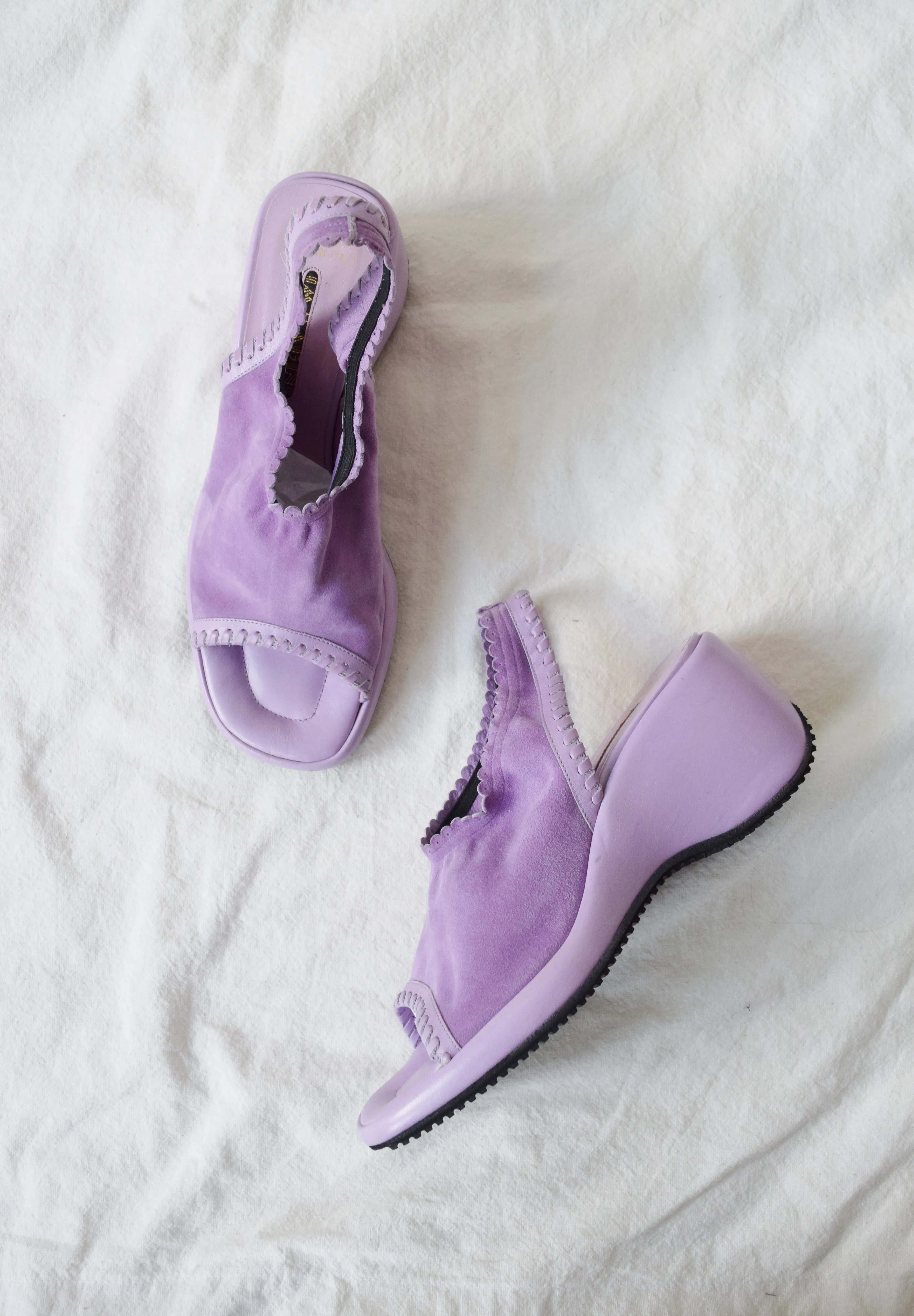 Vintage Italian Lilac Suede Sling Back Mules | US 8 | EU 38 1/2