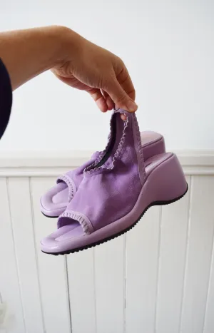 Vintage Italian Lilac Suede Sling Back Mules | US 8 | EU 38 1/2