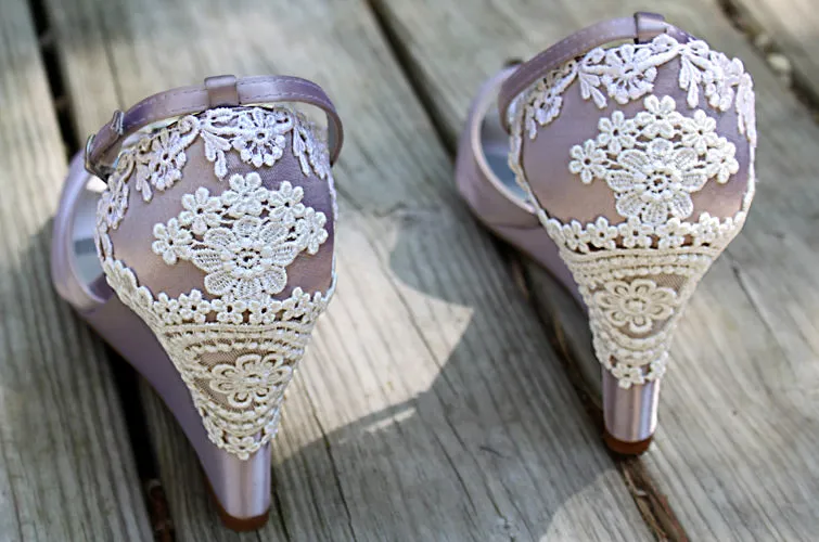 Vintage wedding shoes on Wedges, Model "Clara" - SOLD OUT