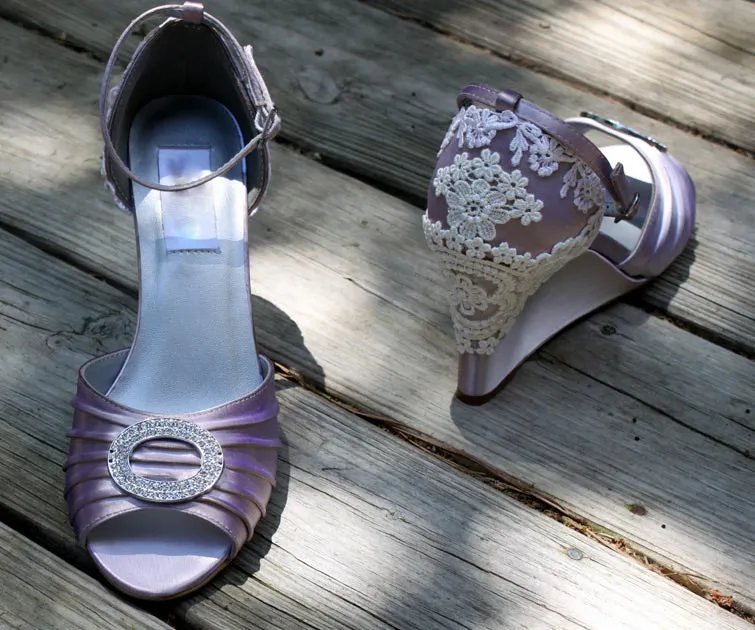 Vintage wedding shoes on Wedges, Model "Clara" - SOLD OUT