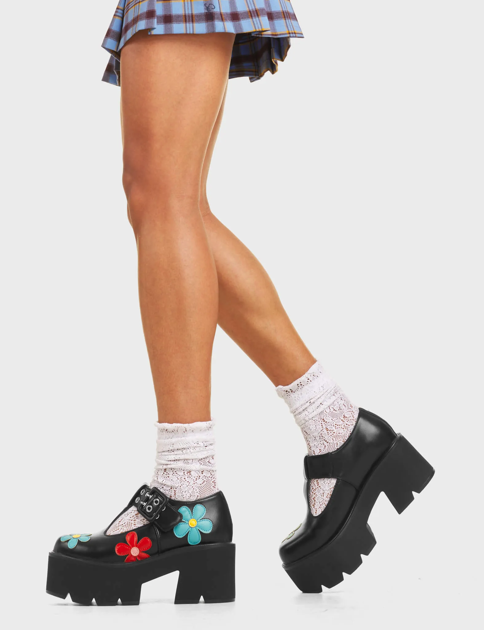 Watch Me Chunky Mary Jane Shoes Flower