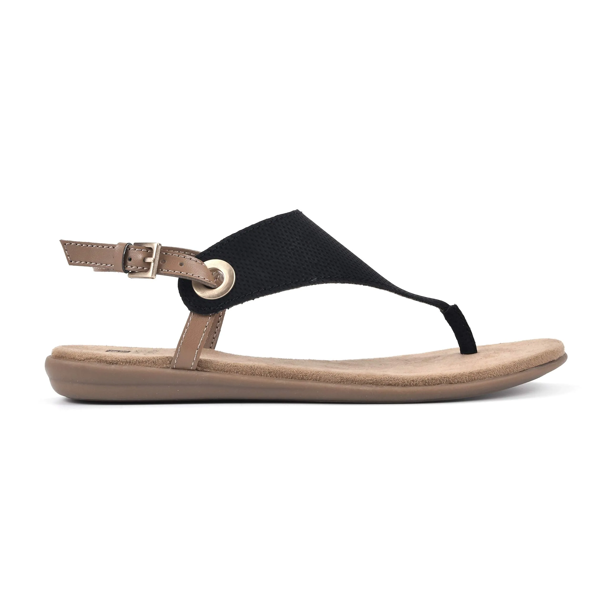 WHITE MOUNTAIN Shoes London Women's Flat Sandal, Black/Hc Smooth, 9.5 M